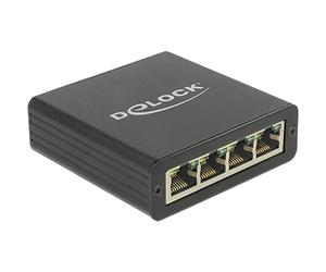 DeLOCK 62966 - Adaptador USB 3.0 a 4 Puertos Gigabit LAN, Color Negro
