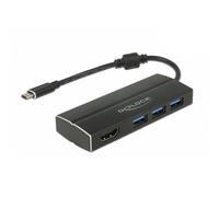 DeLock Concentrador USB 63931 Type-C 5000 Mbit/s, USB-A, 3840×2160 Negro Aluminio