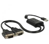 Delock 63950 cable de serie negro 0,6 m usb 2.0 type-a 2 x rs-232 db9
