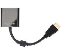 DELOCK 65512 Adaptador de Cable Hdmi-A Vga, Negro, Adaptador para Cable (Hdmi-A, Vga, Macho/Hema, 0.254 M)