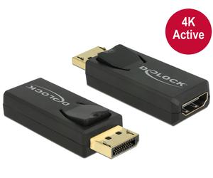 Delock 65573 cambiador de género para cable displayport 1.2 hdmi negr