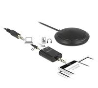 DeLock 65873 - Micrófono de Mesa omnidireccional para conferencias, Skype, reuniones, grabaciones con Clavija de 3,5 mm, Gran Alcance, Cable de 2,5 m de Longitud, 65873