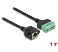 Delock Cable RJ45 Cat.6 Hembra a Adaptador de Bloque de terminales para instalación 1 m 2 Piezas