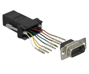 DeLOCK 66166 adaptador de cable Sub-D Rj-45 Negro, Acero inoxidable - Adaptador para cable (Sub-D, Rj-45, Male connector / Female connector, Negro, Acero inoxidable)