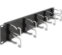 DeLOCK 66919 - Panel de distribución de Cables de 19" con 10 Soportes metálicos 2 U Negro