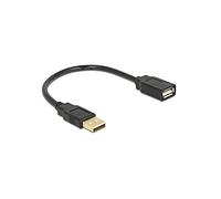 Delock 82457 - Cable alargador USB 2.0 (conector A macho a conector hembra A, 15 cm), color negro