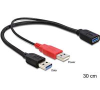 Delock 83176, cable usb en y 2.0-a macho a 2x usb 2.0-a hembra, 30 cm