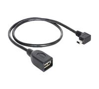 DeLOCK 83356 - Cable USB (0,5 m, Mini-USB A, USB A, 2.0, Male connector / Female connector, Negro)