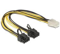 DeLOCK 83433 Cable de alimentación Interna 0,3 m - Cables de alimentación Interna (0,3 m, pci-e (6+2 Pin), pci-e (6-Pin), Macho/Hembra, Negro, Blanco, Amarillo).