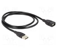 DeLOCK 1m USB 2.0 - Cable USB (1 m, USB A, USB A, 2.0, Male connector / Female connector, Negro)
