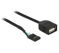 DeLOCK 83825 Cable USB A USB 0,4 m Negro - Cables USB (0,4 m, USB A, 2.0, Female Connector/Female Connector, 480 Mbit/s, Negro)