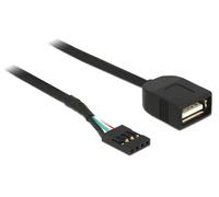 DeLOCK 83825 Cable USB A USB 0,4 m Negro - Cables USB (0,4 m, USB A, 2.0, Female Connector/Female Connector, 480 Mbit/s, Negro)