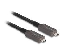 DeLock Cable óptico activo USB-C 15 m – USB 3.2 Gen 2 10 Gbit/s, 60W, 4K 3840×2160 144 Hz Negro