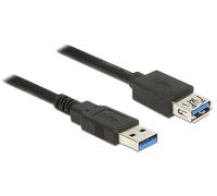 Cable de extensión USB 3.2 Gen 1, conector USB-A > toma USB-A, Cable alargador negro