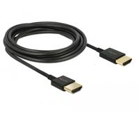 DeLock Cable HDMI A–A Alta velocidad Ethernet 4K 3D 0,25 m Negro