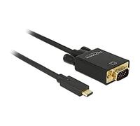 DeLOCK 85262 adaptador de cable de vídeo 2 m USB C VGA (D-Sub) Negro - Adaptadores de cable de vídeo (2 m, USB C, VGA (D-Sub), Macho, Macho, Oro)
