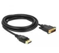 Delock 85314 adaptador de cable de vídeo 3 m displayport dvi-d negro
