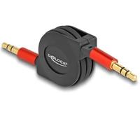 DeLOCK 85369 - Cable retráctil de audio de 3,5 mm con conector jack de 3 clavijas a conector jack de 90 cm