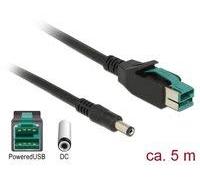 DeLOCK 85501 - Cable (5 m, Male connector / Male connector, PoweredUSB, Negro)