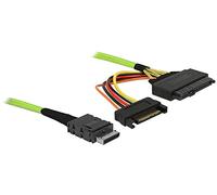 DeLOCK 85756 adaptador de cable OCuLink SFF-8611 U.2 SFF-8639, SATA 15-pin Negro - Adaptador para cable (OCuLink SFF-8611, U.2 SFF-8639, SATA 15-pin, Male connector / Female connector, 1 m, Negro)