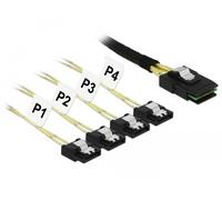 Delock 85800 cable de serie negro 0,5 m mini sas sff-8087 4x sata 7pin