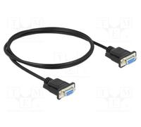 Cable serie DELOCK 86608 RS-232 Sub-D9 hembra-hembra 1 m negro