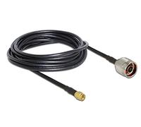 DeLOCK 89465 - Cable coaxial (5 m, N Plug, Conector SMA Plug, Recto, RG-58, 5 m), Color Negro