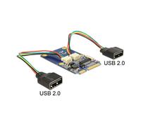 DeLOCK 95242 Tarjeta Mini PCIe a USB 2.0 Full Size con 2 Puertos Tipo-A, 0.48 Gbit/s, para Windows 7/8/8.1