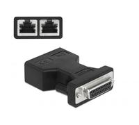 Delock Adaptador D-Sub de 15 Pines Hembra a 2 Conectores RJ45 Hembra.