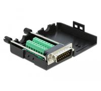 Delock adaptador d-sub15 macho a bloque de terminales con carcasa