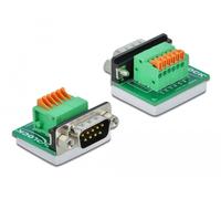 Delock adaptador d-sub9 macho a bloque de terminales con pulsador hori