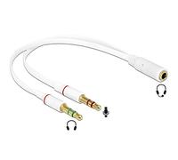 Delock - Adaptador para auriculares (1 conector jack de 3,5 mm, 4 pines, 2 conectores jack de 3 pines)