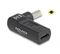 DELOCK Adaptador para Cable de Carga de Ordenador portátil USB Type-Câ„¢ Hembra a 5,5 x 2,5 mm Macho en ángulo de 90° Marca