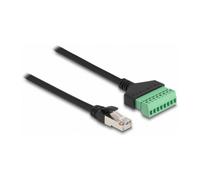 DeLOCK Adaptador RJ45 a Bloque de Terminales, Cable UTP Cat6 0.3 m, Negro-Verde, Pack de 2, Ref. Delock RJ45 Kabel Cat.6 Stecker zu Terminalblock
