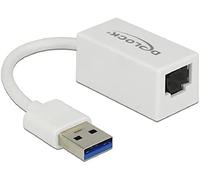 DeLOCK Adaptador USB-A 3.1 Gen 1 (Macho) RJ-45 Gigabit LAN, Color Blanco
