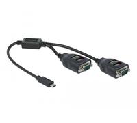 Delock adaptador usb type-c para 2 x serial rs-232 db9 con protección