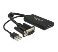 Delock 0.25m vg usb2.0-a/hdmi 0,25 m vga (d-sub) + usb negro
