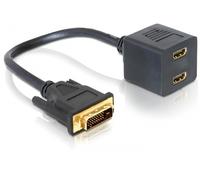 Delock adapter dvi 25 male > 2x hdmi female 0,2 m dvi-d 2 x hdmi negro