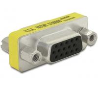 DeLOCK Adaptador VGA Macho Hembra a Hembra Hembra Sub-D 15, Gender Changer, Amarillo, Compatible con Monitores y Tarjetas Gráficas