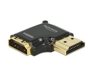 DeLock Adapter HDMI de Alta Velocidad con Ethernet Â € HDMI-A Hembra > HDMI a Conector 4 K 90 Grados ángulo Derecho Negro