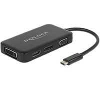 DeLock Adaptor USB Type C Male > VGA/HDMI/DVI/DisplayPort Female Connector Black