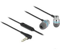 Delock Auriculares in-Ear con Conector Jack de 4 Pines de 3,5 mm, micrófono, Color Negro