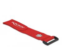 DeLOCK Bridas Adherentes de Cable con Lazo y Ojal de Sujeción, 280 x 38 mm, Rojo, Paquete de 3 Unidades