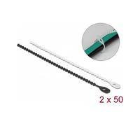 DeLOCK Bridas Reutilizables de Bolas, Poliamida, 120 mm Largo x 3.6 mm Ancho, Paquete de 100 Piezas, Negro/Blanco, Rango de Temperatura -40 a 85 °C