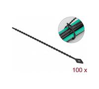 DeLOCK Bridas Reutilizables de Poliamida, 100 Unidades, 200 mm de Longitud x 2.4 mm de Ancho, Color Negro, para Conjuntos de hasta 5.2 cm