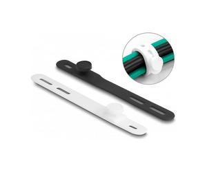 DeLOCK Bridas Reutilizables de Silicona, Set de 10 Piezas Flexibles, Color Negro y Blanco, Longitud 118 mm x Ancho 12 mm, para Organización