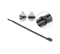 DeLOCK Bridas reutilizables para cables, cabeza plana, L 370 x An 7.6 mm, Poliamida, Negro, 100 unidades