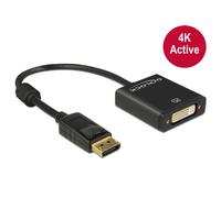 Delock Cable adaptador de 20 cm negro [DisplayPort 1.2 macho > DVI hembra, 4K, activo]