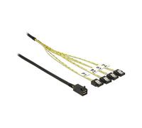 DeLOCK Cable Adaptador Mini SAS HD SFF-8643 a 4x SATA 7 Pin, 1 Metro, Negro/Plata, 83393
