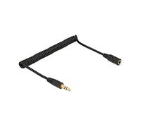 Delock Cable alargador en espiral de 3,5 mm de 3 pines a jack de 1,5 m, color negro